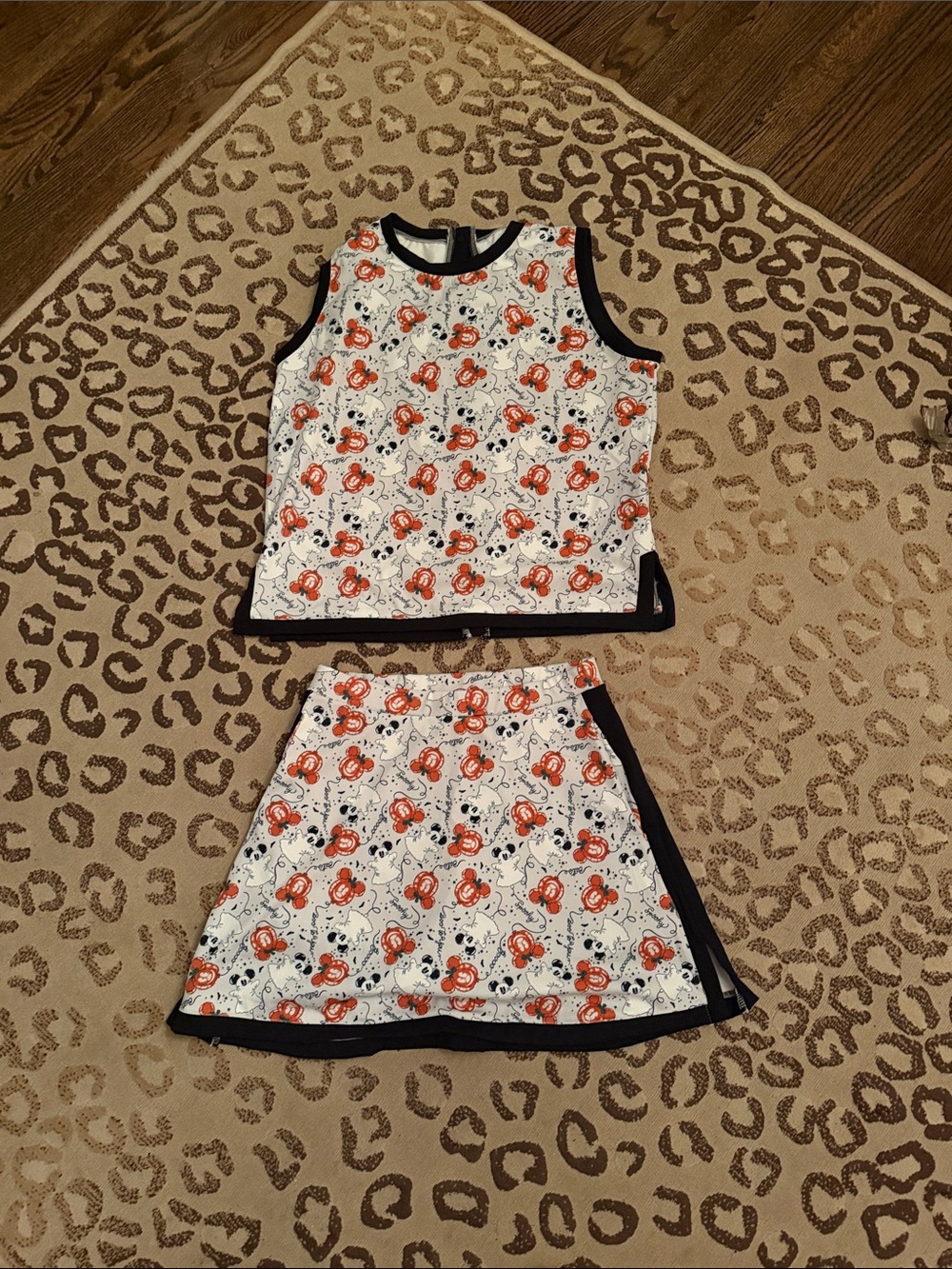 Disney Halloween Two-Piece Mini Skirt Set - White & Orange.